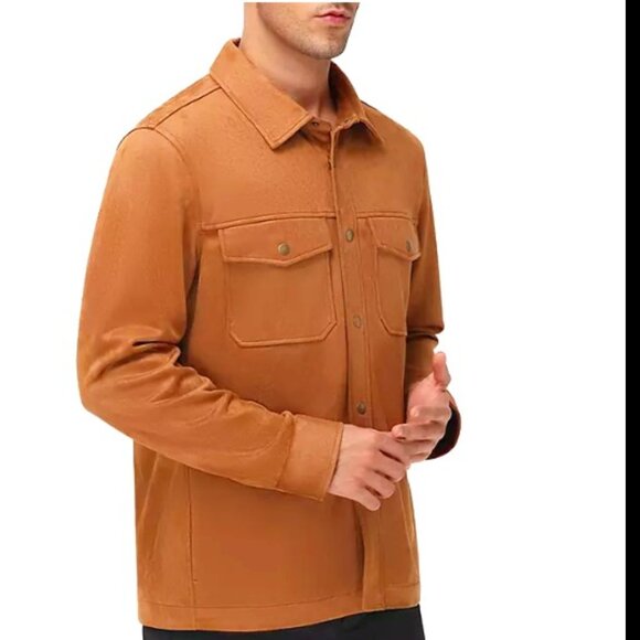 Frye Men's Classic Faux Suede Shirt Jacket Chest Pockets Size XXL Toffee NWT - Picture 4 of 11